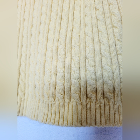 Lauren Ralph Lauren Women's Cable Knit Stretch Cotton Sweater Yellow Boat Neck M - Picture 4 of 11